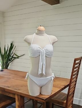 H&M White Eyelet Two-Piece Bikini Set Size Med.